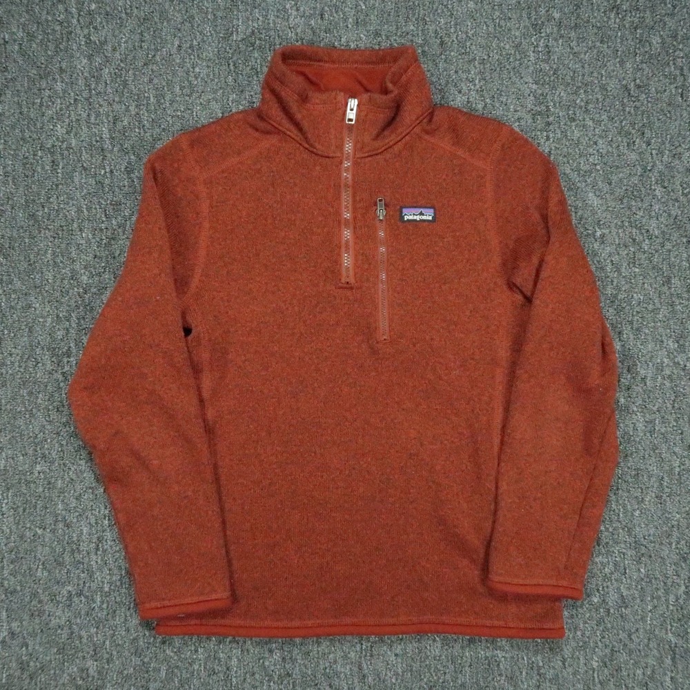 Patagonia Pullover Boys Large 12 Barn Red Better Sweater Quarter Zip Jumper Kids
